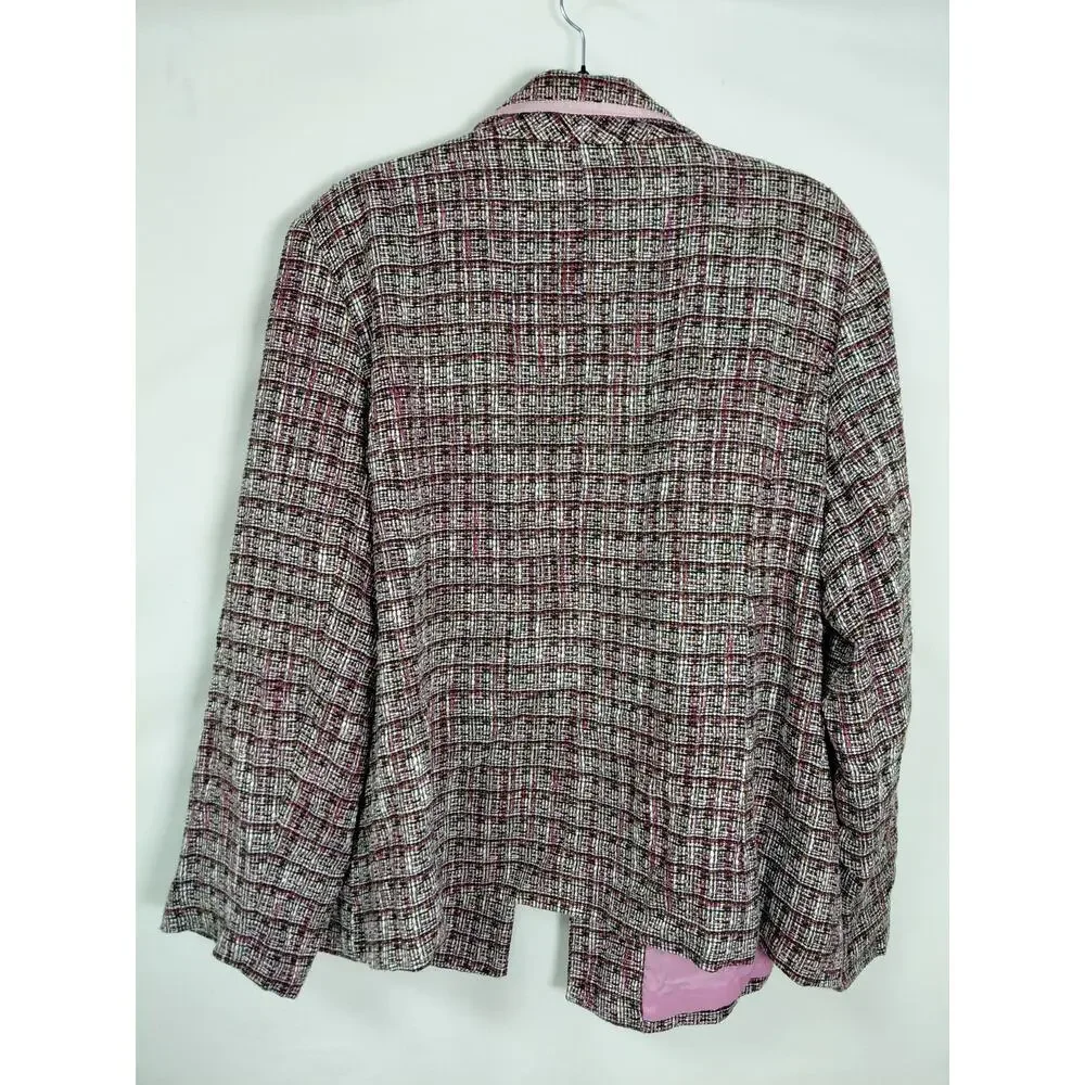 George Pink Plaid Blazer Lined Jacket Women Plus Size 22W/24W
